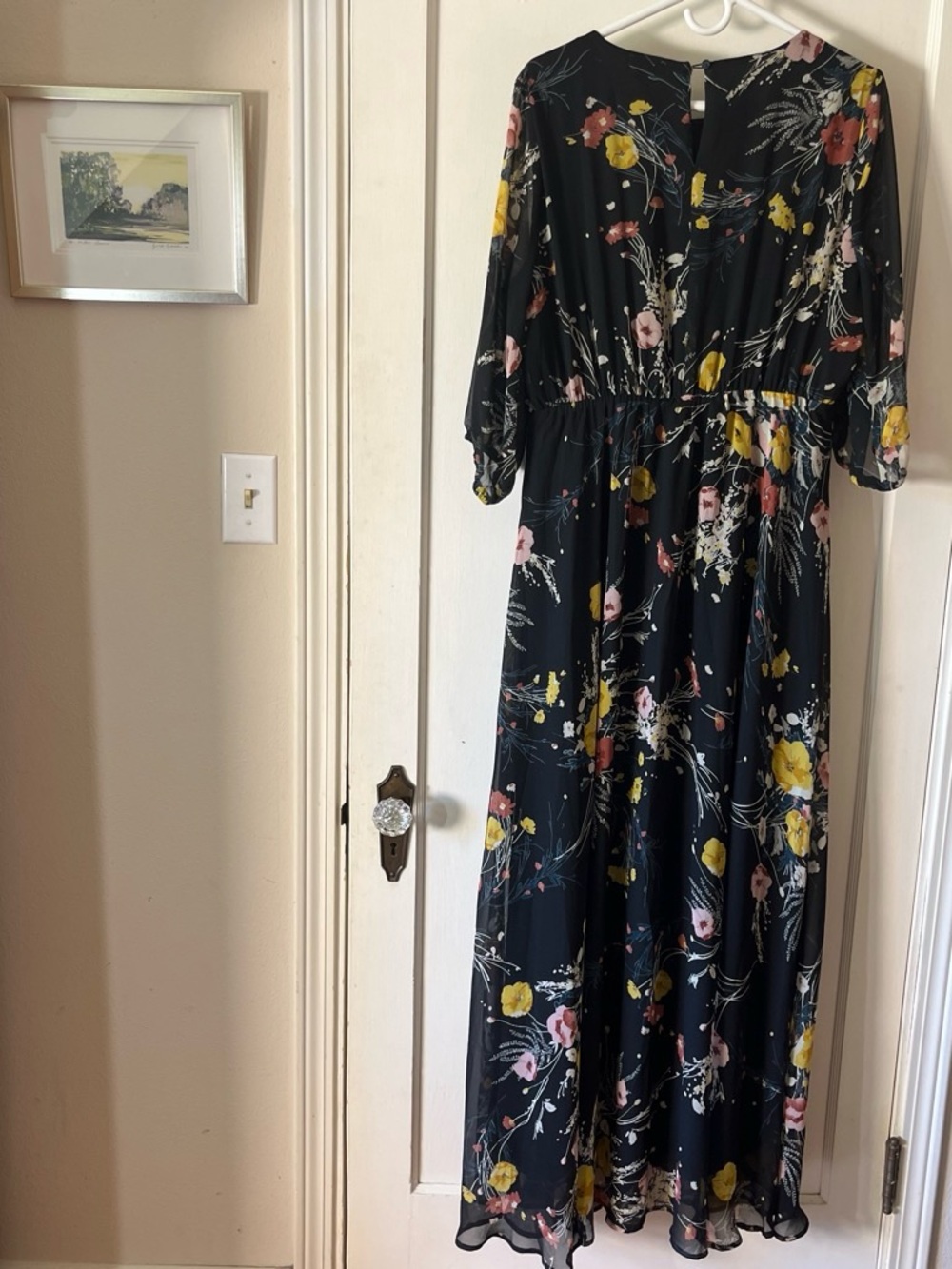 Baltic Born Women’s Black Floral Maxi Dress with Yellow & Pink Blooms XL - Picture 3 of 8